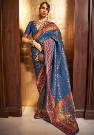 Picture of Beautiful Silk Midnight Blue Saree