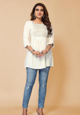 Picture of Splendid Rayon White Kurtis & Tunic