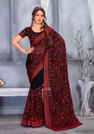 Picture of Pleasing Georgette Black Saree