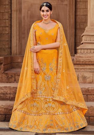 Picture of Appealing Net Orange Lehenga Choli