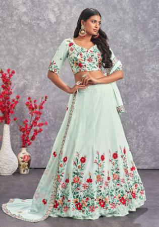 Picture of Resplendent Georgette Dark Sea Green Lehenga Choli