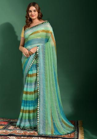 Picture of Classy Chiffon Steel Blue Saree