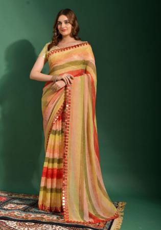 Picture of Stunning Chiffon Burly Wood Saree