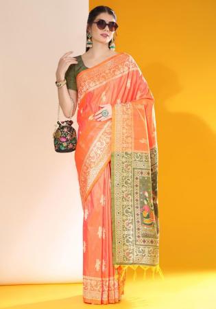 Picture of Exquisite Silk Tomato Saree