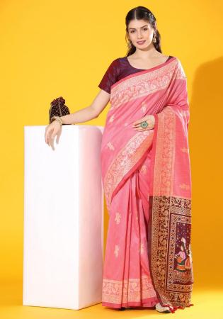 Picture of Excellent Silk Pale Violet Red Saree