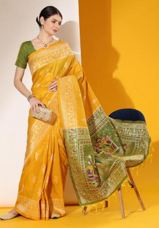 Picture of Splendid Silk Dark Golden Rod Saree