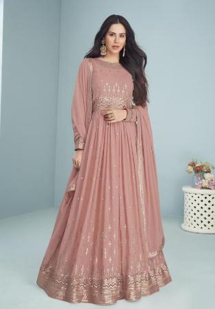 Picture of Gorgeous Georgette Tan Anarkali Salwar Kameez