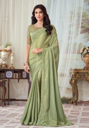 Picture of Excellent Silk Dark Khaki Saree