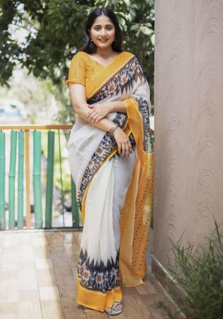 Picture of Well Formed Cotton White Saree