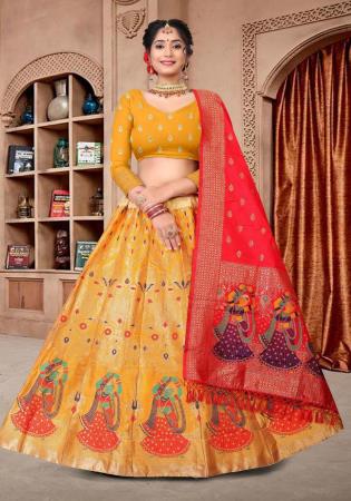 Picture of Lovely Silk Sandy Brown Lehenga Choli