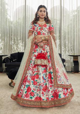 Picture of Stunning Silk Indian Red Lehenga Choli