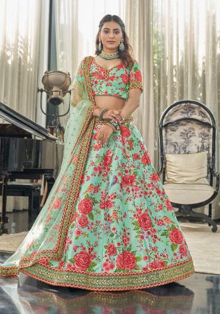 Picture of Sightly Silk Dark Sea Green Lehenga Choli