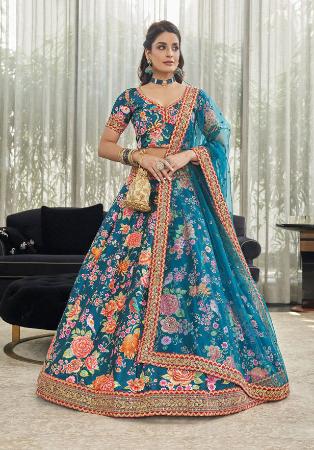 Picture of Good Looking Silk Slate Grey Lehenga Choli