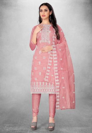 Picture of Magnificent Cotton Rosy Brown Straight Cut Salwar Kameez