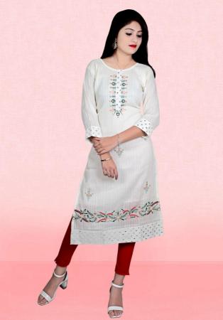 Picture of Stunning Cotton White Kurtis & Tunic