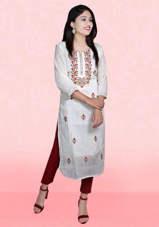 Picture of Exquisite Cotton White Kurtis & Tunic