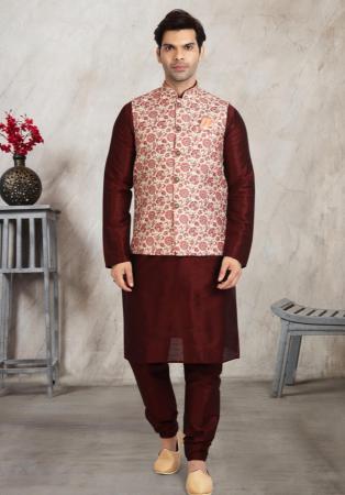 Picture of Charming Silk Maroon Kurtas