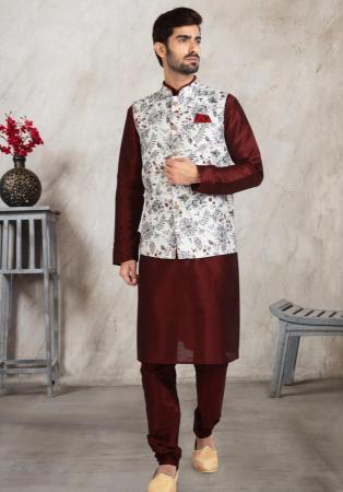 Picture of Graceful Silk Saddle Brown Kurtas