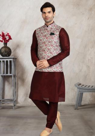 Picture of Enticing Silk Maroon Kurtas