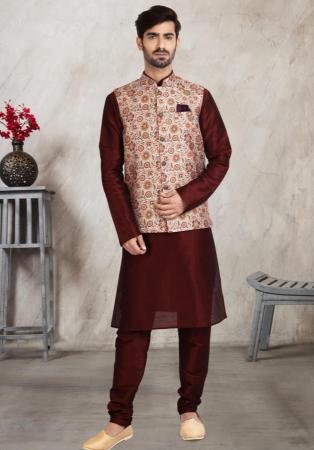 Picture of Shapely Silk Maroon Kurtas