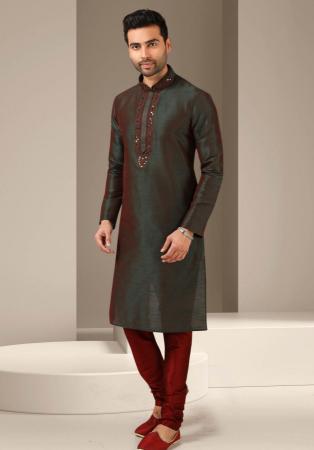 Picture of Bewitching Silk Dark Olive Green Kurtas