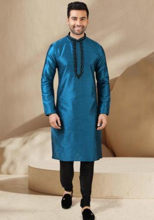 Picture of Elegant Silk Midnight Blue Kurtas