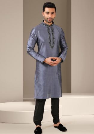 Picture of Pleasing Silk Slate Grey Kurtas