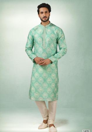 Picture of Ideal Silk Powder Blue Kurtas