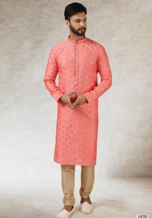 Picture of Beautiful Silk Dark Salmon Kurtas