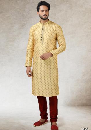 Picture of Graceful Silk Pale Golden Rod Kurtas