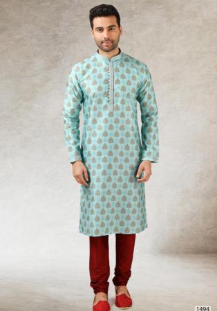 Picture of Graceful Silk Dark Sea Green Kurtas