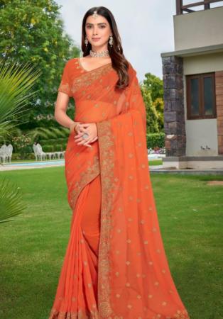 Picture of Lovely Georgette Tomato Saree