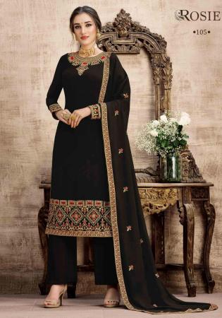 Picture of Pretty Georgette Black Straight Cut Salwar Kameez