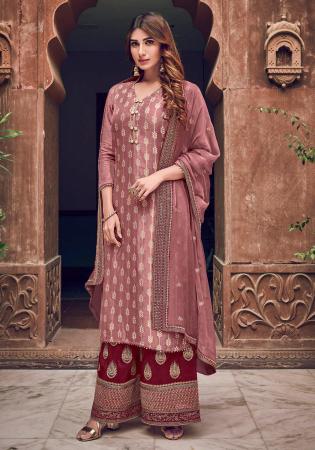 Picture of Chiffon Rosy Brown Straight Cut Salwar Kameez