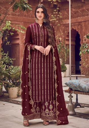 Picture of Radiant Chiffon Maroon Straight Cut Salwar Kameez