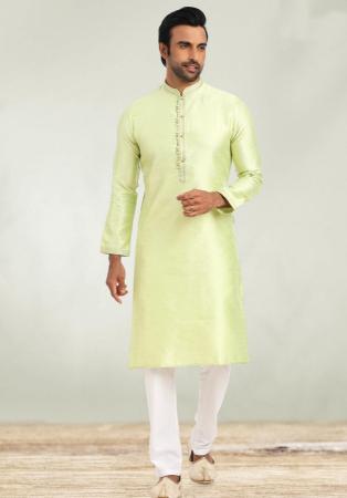 Picture of Statuesque Cotton Light Golden Rod Yellow Kurtas