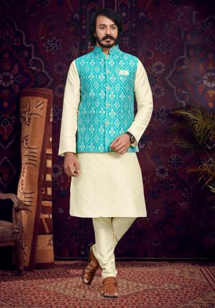 Picture of Good Looking Silk Beige Kurtas