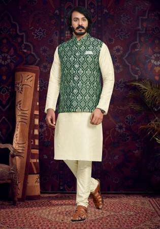 Picture of Taking Silk Beige Kurtas