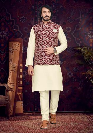 Picture of Resplendent Silk Beige Kurtas