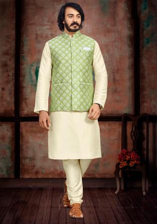 Picture of Taking Silk Beige Kurtas