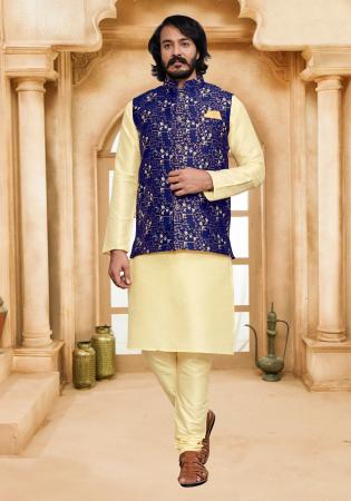 Picture of Nice Silk Pale Golden Rod Kurtas