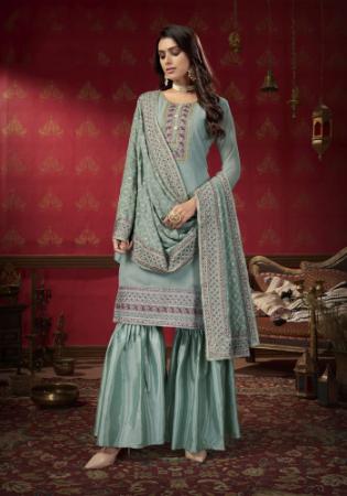 Picture of Pleasing Georgette Grey Straight Cut Salwar Kameez