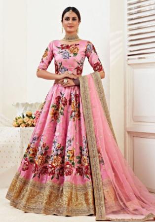 Picture of Exquisite Satin Dark Salmon Lehenga Choli