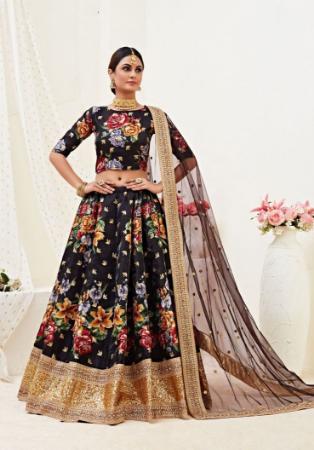 Picture of Good Looking Satin Black Lehenga Choli