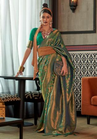 Picture of Marvelous Silk Dark Olive Green Saree