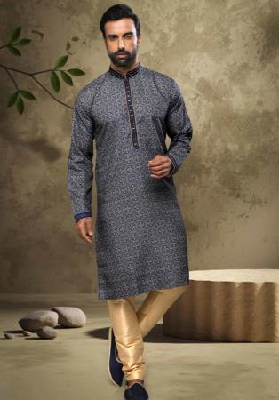 Picture of Pleasing Cotton Slate Grey Kurtas