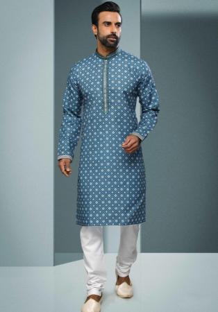 Picture of Beauteous Cotton Cadet Blue Kurtas