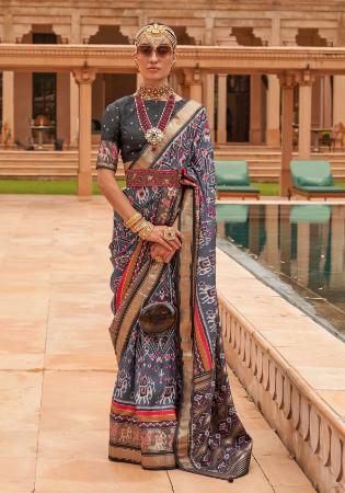 Picture of Shapely Silk Light Slate Grey Saree