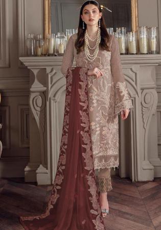 Picture of Georgette Rosy Brown Straight Cut Salwar Kameez