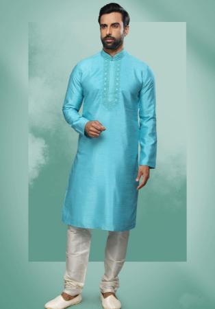 Picture of Magnificent Silk Medium Turquoise Kurtas